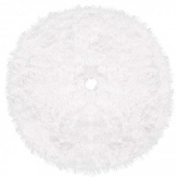 Covor rotund pentru bradul de Craciun, imitatie blana, diametru 90 cm, alb