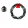 Coronita din brad artificial, cerc 30 cm, aspect nins, funda rosie