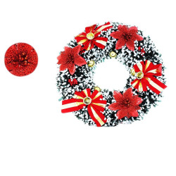 Coronita de Craciun din brad artificial, 40 cm, aspect nins, multicolor