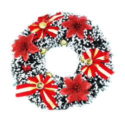 Coronita de Craciun din brad artificial, 40 cm, aspect nins, multicolor