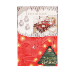 Fata de masa, imprimeu brazi de craciun, Merry Christmas, aspect modern