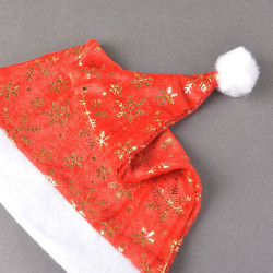 Caciula Mos Craciun, imprimeu fulgi de nea, material textil, 32 x 27 cm