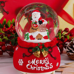 Glob decorativ cu Mos Craciun, muzica, lumini si zapada, inaltime 12 cm
