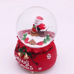 Glob decorativ cu Mos Craciun, muzica, lumini si zapada, inaltime 12 cm