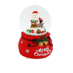 Glob decorativ cu Mos Craciun, muzica, lumini si zapada, inaltime 12 cm