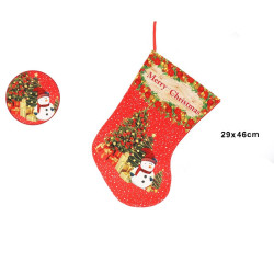 Soseta decorativa pentru Craciun, imprimeu Merry Christmas, 24 x 46 cm