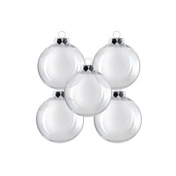 Globuri personalizabile transparente, acril incasabil si dopuri metalice, 8 cm, set 5 bucati