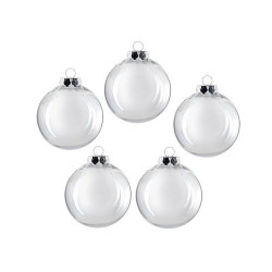 Globuri personalizabile transparente, acril incasabil si dopuri metalice, 8 cm, set 5 bucati
