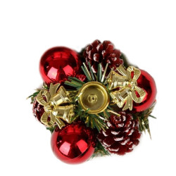 Decoratiune de Craciun, suport lumanare, diametru 9 cm, multicolor
