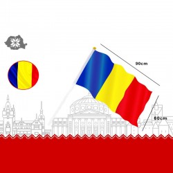 Steag Romania, tricolor 60x90 cm, prevazut cu suport