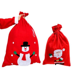 Sac Mos Craciun, 50 x 70 cm, inchidere cu snur, textil, diverse imprimeuri