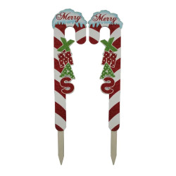 Decoratiune topper Craciun, Acadea Merry Christmas, 69 cm, suport lemn