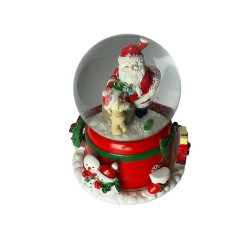 Decoratiune glob Craciun, muzica si lumini, baza rotativa, efect de zapada