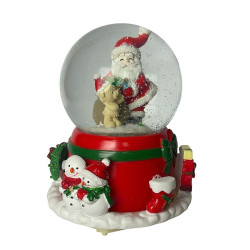 Decoratiune glob Craciun, muzica si lumini, baza rotativa, efect de zapada