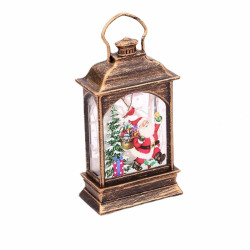 Decoratiune Craciun, felinar cu LED, inaltime 12.5 cm, alimentare baterii