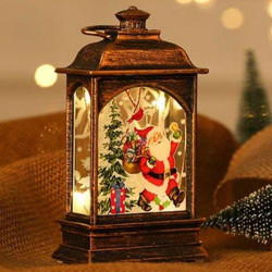 Decoratiune Craciun, felinar cu LED, inaltime 12.5 cm, alimentare baterii