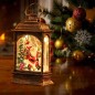 Decoratiune Craciun, felinar cu LED, inaltime 12.5 cm, alimentare baterii