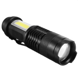 Lanterna LED SMD si COB, 400 mAh, reincarcabile, zoom, 3 moduri iluminare
