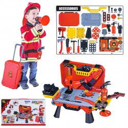 Banc de lucru pentru copii cu unelte pompieri, 52 piese, 3 ani+