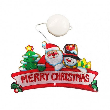 Decoratiune luminoasa geam, Merry Christmas, ventuza aplicare, LED alb cald, multicolor