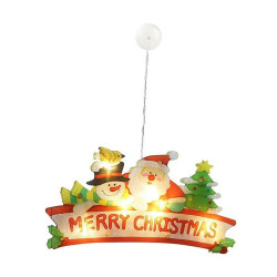 Decoratiune luminoasa geam, Merry Christmas, ventuza aplicare, LED alb cald, multicolor