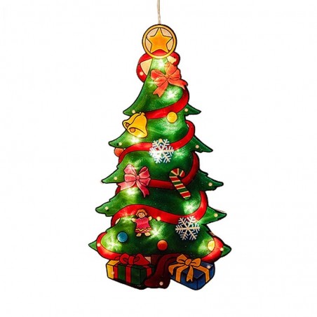 Figurina Brad Craciun, LED-uri alb cald, decor fereastra/vitrina, baterii, IP20