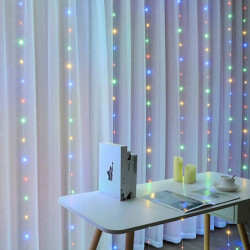 Instalatie tip perdea 3x3 m, 300 LED-uri RBG, 8 moduri de iluminare, USB, 5W, telecomanda