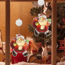 Figurina geam Mos Craciun, decoratiune cu LED, alb cald, aplicare cu ventuza