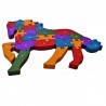 Puzzle educativ din lemn, model cal, piese alfabet, multicolor, 3 ani+