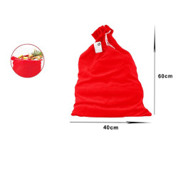 Sac Mos Craciun, inchidere cu snur, inaltime 60 cm, rosu