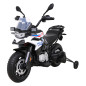 Motocicleta electrica de politie, BMW F850 GS, 2x35W, 2 viteze, roti spuma EVA, lumini LED, USB, AUX, sunete, maxim 30 kg, alb