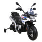 Motocicleta electrica de politie, BMW F850 GS, 2x35W, 2 viteze, roti spuma EVA, lumini LED, USB, AUX, sunete, maxim 30 kg, alb