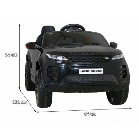 Masinuta electrica, Range Rover Evoque negru, USB, MP3, SD, AUX, lumini LED fata-spate, 3 viteze, roti EVA, telecomanda