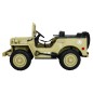 Masinuta electrica militara retro, Jeep off road 3 locuri, 4x45W, baterie 12V/14Ah, USB, MP3, Bluetooth, Matcha