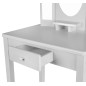 Set masa de toaleta pentru fetite 81x32x46 cm, scaun, 3 oglinzi, sertar, design elegant, alb, RESIGILAT