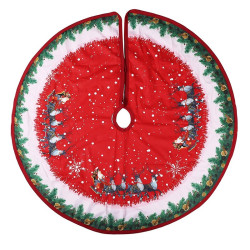 Covor rotund pentru bradul de Craciun, model sanie cu reni, diametru 100 cm