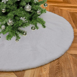 Covor pentru bradul de Craciun, imitatie blanita, diametru 90 cm, gri