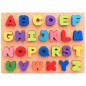 Puzzle educativ din lemn, literele alfabetului, 26 piese multicolore, litera 3x3,5 cm