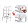 Scaun pliabil pentru copii, inaltator din lemn, 2 in 1 scaun si masa, learning tower
