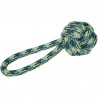 Jucarie sfoara pentru caini, minge impletita multicolor, lungime 22 cm
