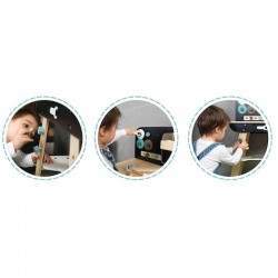 Banc de lucru pentru copii, 8 unelte, raft depozitare, 74x50x25 cm, lemn