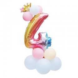Aranjament baloane folie si latex, balon cifra 4 inaltime 81 cm, set 14 bucati