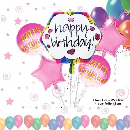 Aranjament baloane party, diferite forme si dimensiuni, multicolor