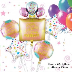 Set 5 baloane din folie pentru petrecerea fetitei, multicolore, tematica Happy Birthday