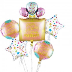Set 5 baloane din folie pentru petrecerea fetitei, multicolore, tematica Happy Birthday