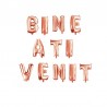 Set baloane Bine Ati Venit, inaltime 40 cm, rose gold, folie metalizata