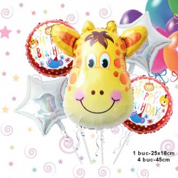 Set baloane copii, petrecere tematica Zoo, girafa folie 25x18 cm