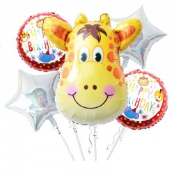 Set baloane copii, petrecere tematica Zoo, girafa folie 25x18 cm