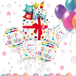Set baloane Happy Birthday, aranjament petrecere, 5 piese folie aluminiu