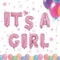 Set baloane party It's A Girl, inaltime 40 cm, material folie aluminiu, roz
